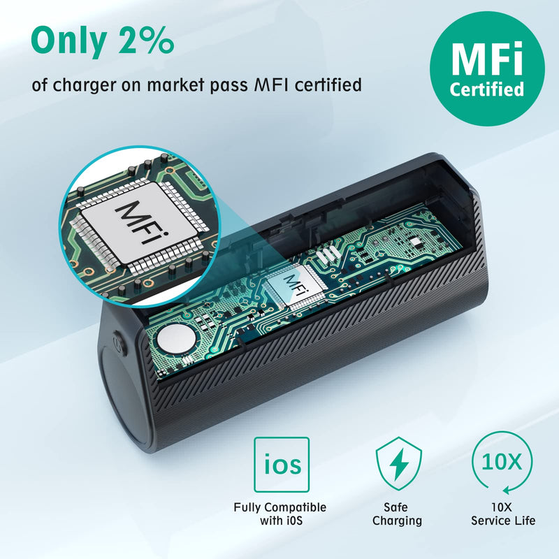 [AUSTRALIA] - Portable Charger for iPhone【MFi Certified】 KKD 5000mAh Mini Fast Charging Power Bank Small Battery Charger for iPhone 14/14 Pro Max/13/13 Pro Max/12/12 Pro Max/11/11 Pro Max/SE/XR/XS/X/8/7/6 Black
