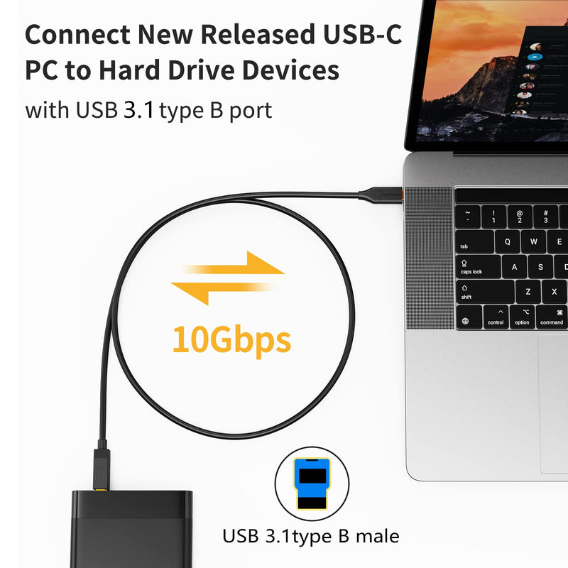  [AUSTRALIA] - CableCreation USB 3.1 C to USB B Cable 4FT, USB Printer Cable USB B to C 10Gbps for Thunderbolt 3 Host MacBook Pro Air USB B Printer, External Hard Drive, Docking Station, Scanner, 1.2M Black