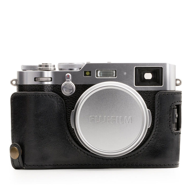  [AUSTRALIA] - Megagear MG1281 Fujifilm X100F Ever Ready Genuine Leather Camera Half Case & Strap with Battery Access, Black