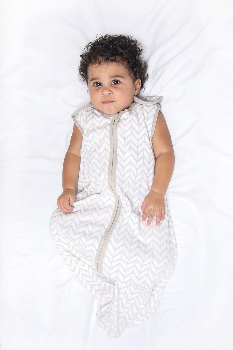  [AUSTRALIA] - TinyHuman Organic Cotton Sleep Sack- Wearable Baby Blanket, Swaddle Transition Sleeping Bag Beige Small