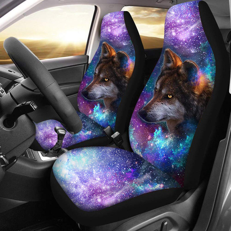  [AUSTRALIA] - Front Seat Covers 2 pcs,Vehicle Seat Protector Car Mat Covers, Fit for Sedan, SUV, Van (Wolf 2) Wolf 2