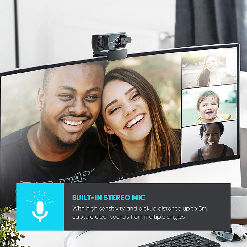  [AUSTRALIA] - NULAXY USB Webcam with Microphone, HD 1080p Webcam with Privacy Cover for Laptop PC Desktop, HD Light Correction, Web Camera for Video Calling, Online Classes, Skype, Zoom, FaceTime, Smart TV