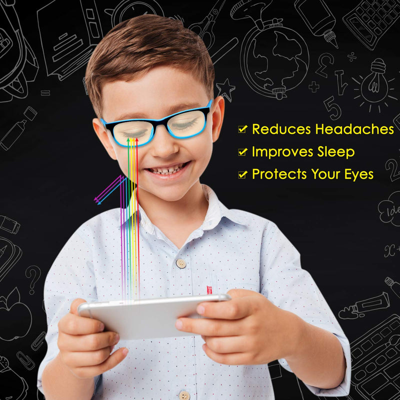 Blue Light Glasses Kids Girls & Boys-Computer Gaming Eyeglasses - Anti Eyestrain Aqua Blue - LeoForward Australia