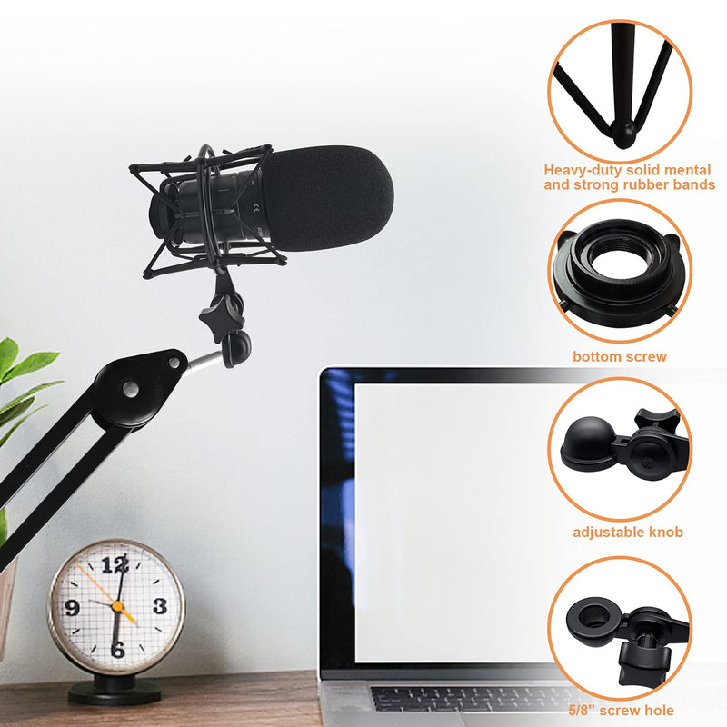  [AUSTRALIA] - Boseen Microphone Shock Mount with Foam Windscreen Compatible with AT2020 AT2020USB+ AT2020USBi, Spider Shockmount Holder with Mic Cover Pop Filter and Screw Adapter Eliminates Vibration Noise