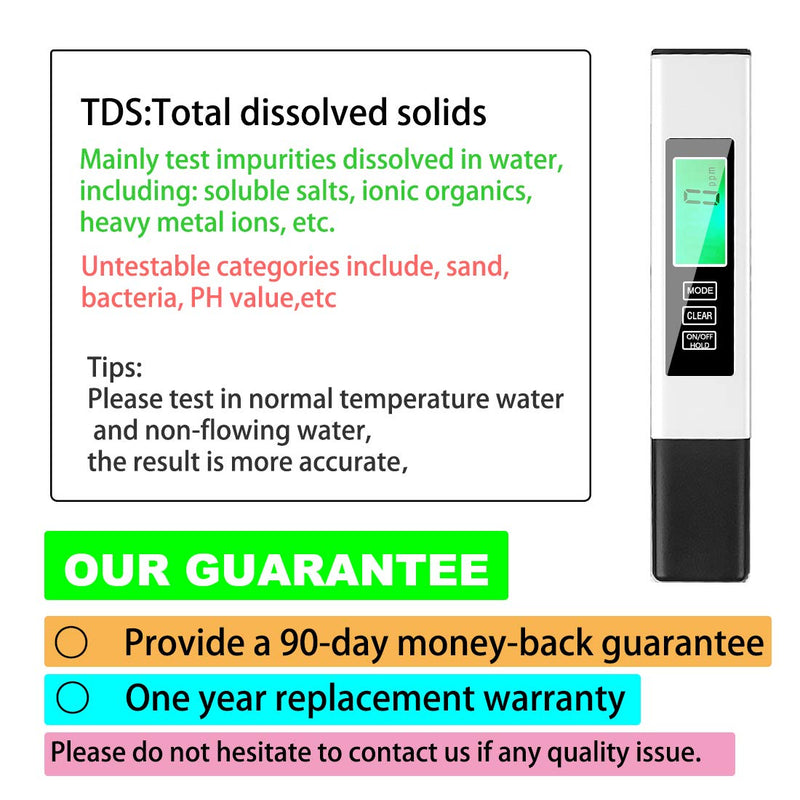 TDS Meter,Accurate and Reliable,Water Testing Kits for Drinking Water,AMMZO Professional Water Meter,TDS, EC & Temp Meter 3 in 1(White) White - LeoForward Australia