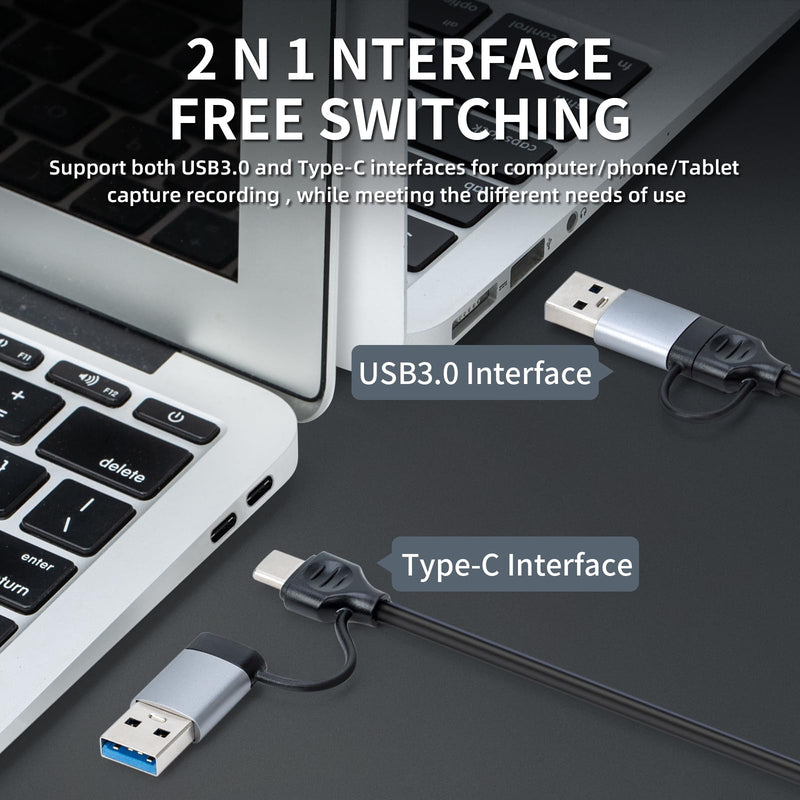  [AUSTRALIA] - Papeaso Video Capture Card, 4K HDMI to USB/USB C 3.0 Capture Card, 1080P 60FPS Video Capture Device, for Streaming, Teaching,Gaming, Video conferencing or Live Broadcasting