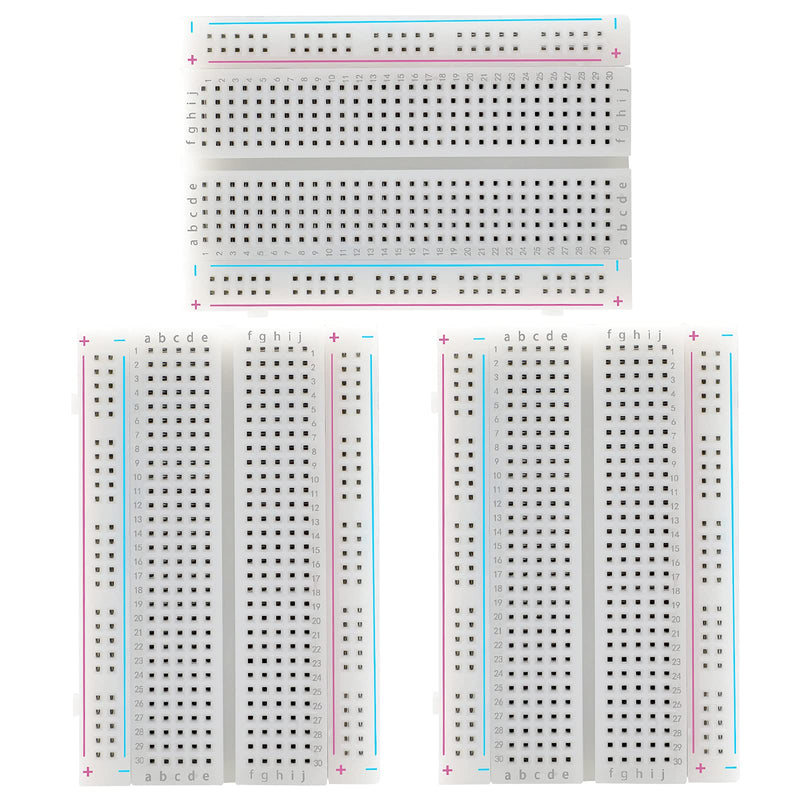 [AUSTRALIA] - 3 Pack 400 Tie-Points Solderless Breadboard Electronic for Beginners, Arduino Prototyping Shield Distribution Raspberry Pi ESP, 3 Piece 3 Pack 400 Point Breadboards Kit