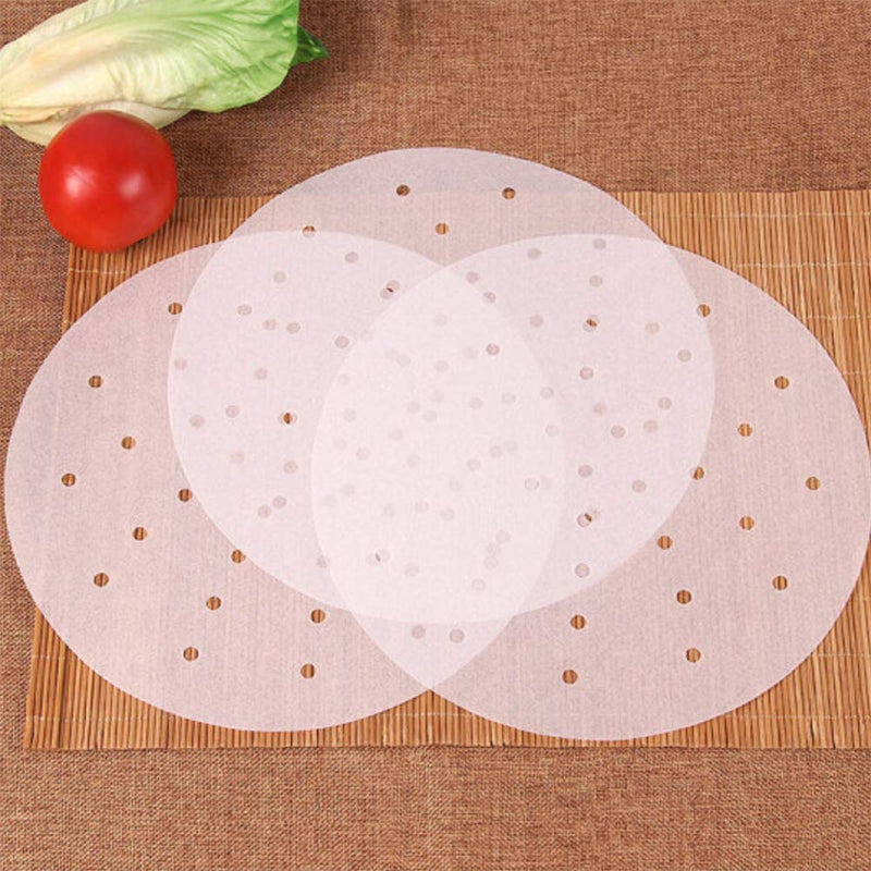  [AUSTRALIA] - Air Fryer Parchment Paper, Set of 100, 6 inch Air Fryer Liner/Bamboo Steamer Paper/Perforated Parchment Paper for Air Fryer, Steaming Basket and More (7/8/9/10 Inch Available) 6inch White