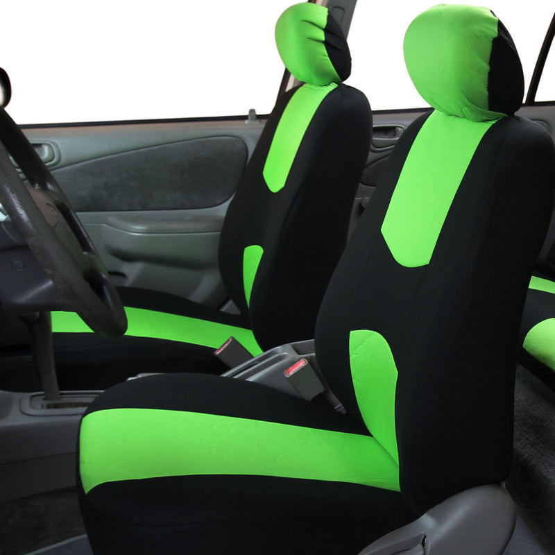  [AUSTRALIA] - FH Group Universal Fit Flat Cloth Pair Bucket Seat Cover, (Green/Black) (FH-FB050102, Fit Most Car, Truck, Suv, or Van)