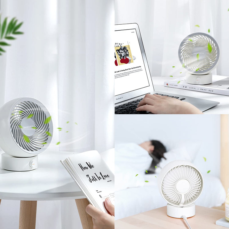 [AUSTRALIA] - SmartDevil USB Desk Fan, Small Personal Desktop Table Fan with Strong Wind, Quiet Operation Portable Mini Fan for Home Office Bedroom Table and Desktop (White) white