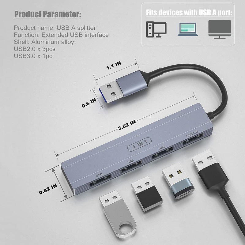 USB 3.0 Hub Splitter, 4-Port USB A Enable Most of Computer or Laptop to Extend More USB A Devices Simultaneously. Like Mouse, Keyboard, Flash Drive, Mobile HDD, Microphone and More. - LeoForward Australia