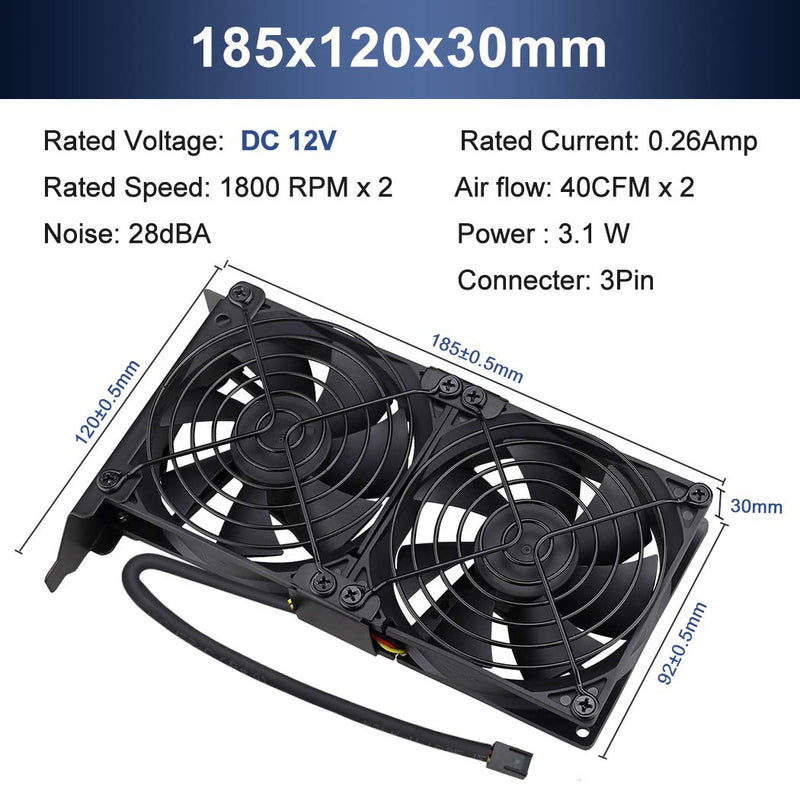  [AUSTRALIA] - Wathai Pcl Slot Fan 90mm 92mm Fans Brushless Cooling Fan for Cooler VGA Graphic Card 7'' 2x92mm