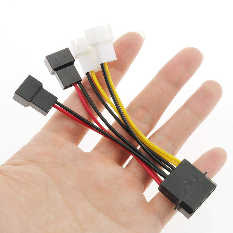  [AUSTRALIA] - ITROLLE 4-Pin Molex to 3-Pin / 4 Pin Fan Power Cable Adapter Connector 2x12V / 2x5V Computer Cooling Fan Splitter Y Power Cables for CPU PC Case Fan