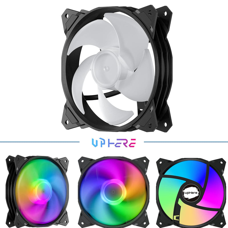  [AUSTRALIA] - upHere Long Life 120mm 3-Pin High Airflow Quiet Edition Rainbow LED Case Fan for PC Cases, CPU Coolers, and Radiators 3-Pack,(PF120CF3-3)