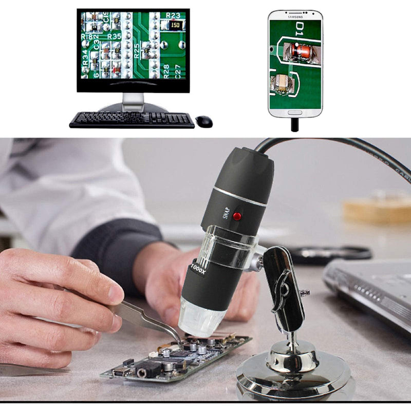  [AUSTRALIA] - USB Digital Microscope 40X to 1000X, Bysameyee 8 LED Magnification Endoscope Camera with Carry Case and Metal Stand Compatible for Android Windows 7 8 10 Linux Mac