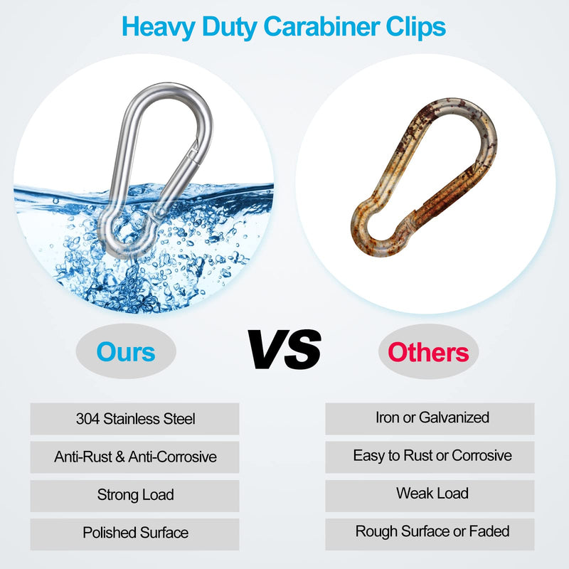  [AUSTRALIA] - 10PCS Stainless Steel Carabiners Caribeener Clips, 1.57 Inch Small Caribeaner Spring Snap Hooks, Heavy Duty Keychain Clip, Qick Link for Keys/Water Bottle/Pet Tags/Feeders/Flag Rigging/Hiking/Camping