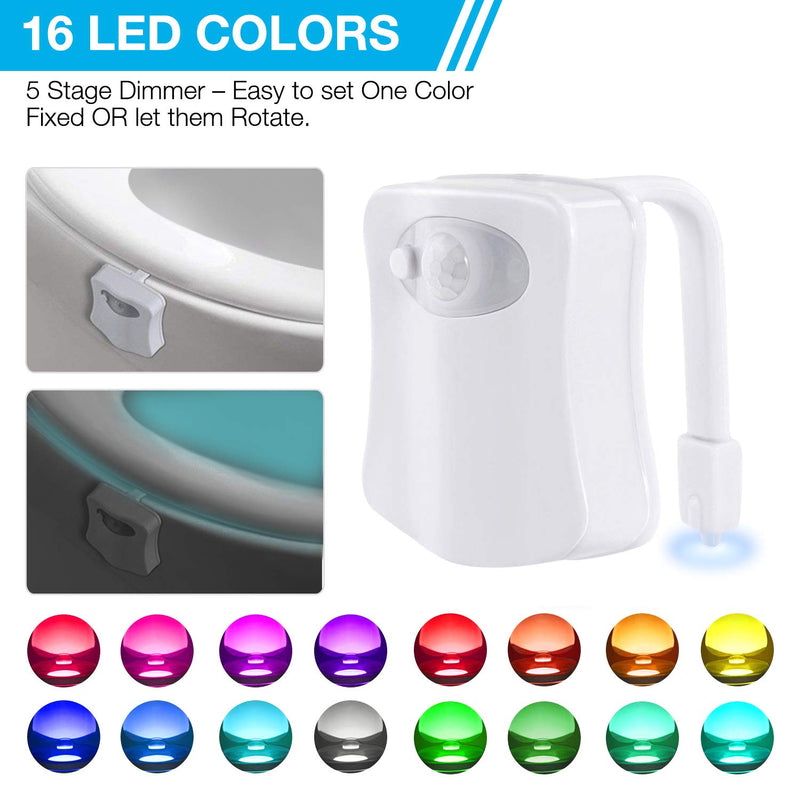WEBSUN Toilet Night Light Motion Activated 16 Color Changing Led Motion Sensor Toilet Bowl Light - LeoForward Australia