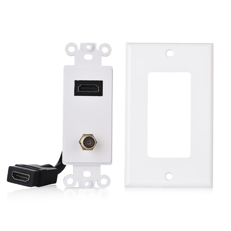  [AUSTRALIA] - Cable Matters HDMI Wall Plate with Coax Outlet (Coax Wall Plate) in White