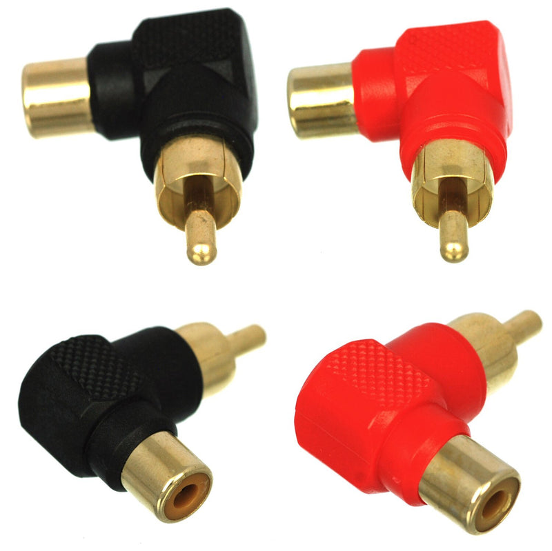 CESS Right Angle Connector RCA Male Plug to RCA Female 90 Degree Elbow (jcx) (4 Pack) - LeoForward Australia