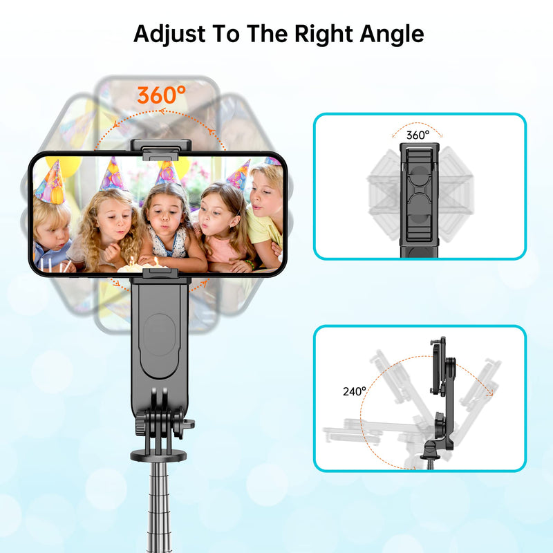  [AUSTRALIA] - Stable Selfie Stick Tripod with Fill Light, 44 Inch Extendable Selfie Stick with Wireless Remote and Tripod Stand 360 Rotation for iPhone 13/12/11 Pro/XS Max/XS/XR/X/8/7, Samsung and Smartphone With Light