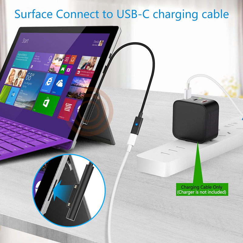  [AUSTRALIA] - Surface Connect to USB-C Charging Cable for Surface Pro7/6/5/4/3,Surface go,Surface Laptop 1/2/3, Surface Book. Power with 45W 15V3A USB-C PD Charger(0.3 Meters,Female)