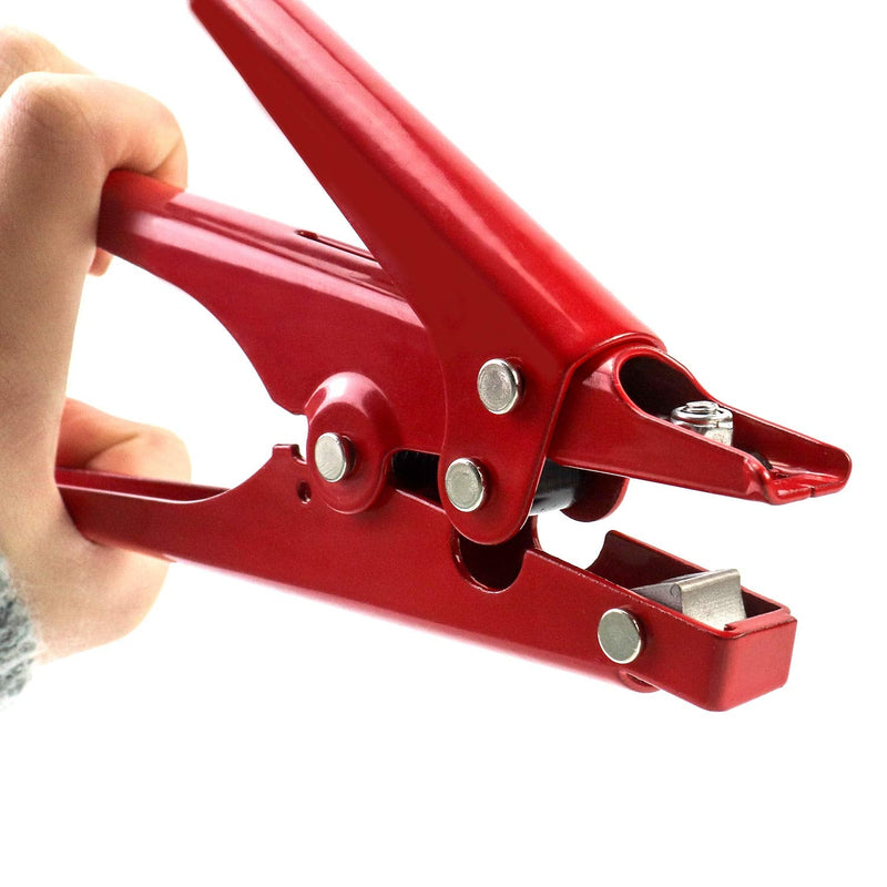  [AUSTRALIA] - QWORK Cable Tie Gun, Zip Tie Cutting Tool with Steel Handle for Plastic Nylon Cable Tie or Fasteners, 0.35 Inches Max Tie Width Red
