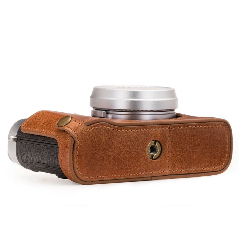  [AUSTRALIA] - Megagear MG1282 Fujifilm X100F Ever Ready Genuine Leather Camera Half Case & Strap with Battery Access, Brown