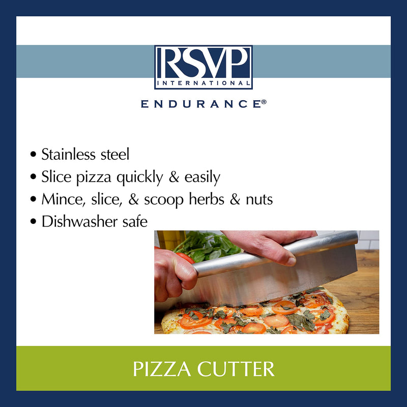 RSVP International Endurance Rocker Style Stainless Steel Pizza Cutter, 14" | Sharp & Versatile Cutter | Chop & Slice Cakes & Pizzas with Ease | Dishwasher Safe - LeoForward Australia