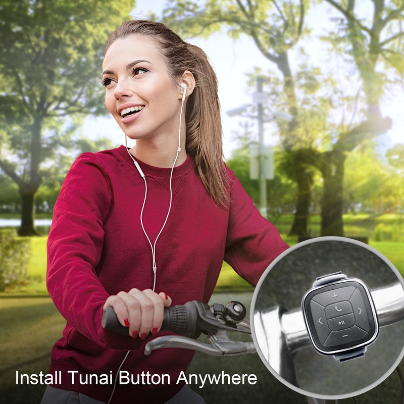  [AUSTRALIA] - TUNAI Button Bluetooth Remote Control Kit for iPhone and Android; Wireless IPX7 Waterproof Phone Controller for Car Bike Motorbike Steering Wheel; Stereo, Audio, Siri & Camera