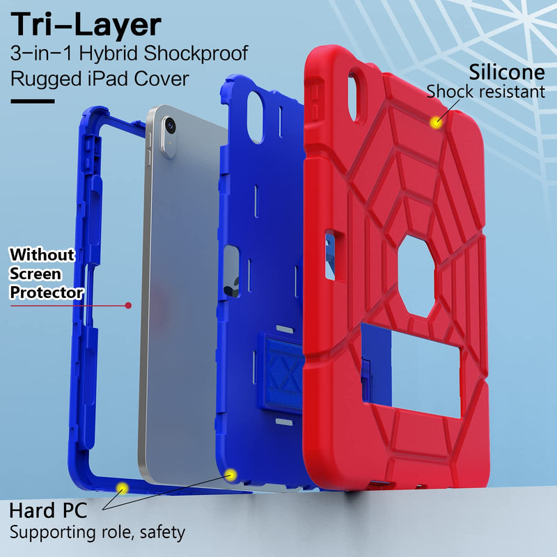  [AUSTRALIA] - Grifobes Kids Case for iPad 10th Generation Case, for 2022 10.9 inch iPad 10 th Generation Case with Kickstand, Heavy Duty Shockproof Rugged 10.9" 10 Gen Cover for Kids Boy Children Red+Blue