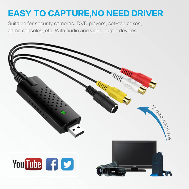  [AUSTRALIA] - DIGITNOW USB Audio Video Capture Card, Video Grabber VHS VCR TV to DVD Converter Adapter for Windows PC