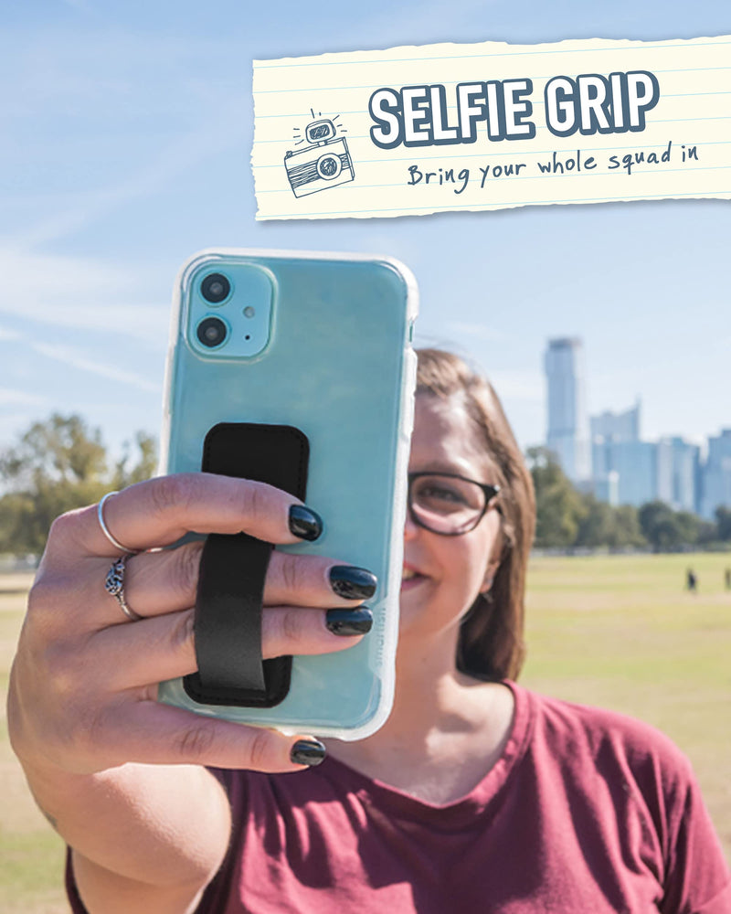  [AUSTRALIA] - Smartish Phone Grip Loop - Prop Tart - Pop Out Finger Strap and Holder with Kick Stand [Compatiable with All iPhone and Android Phones] - Black Tie Affair