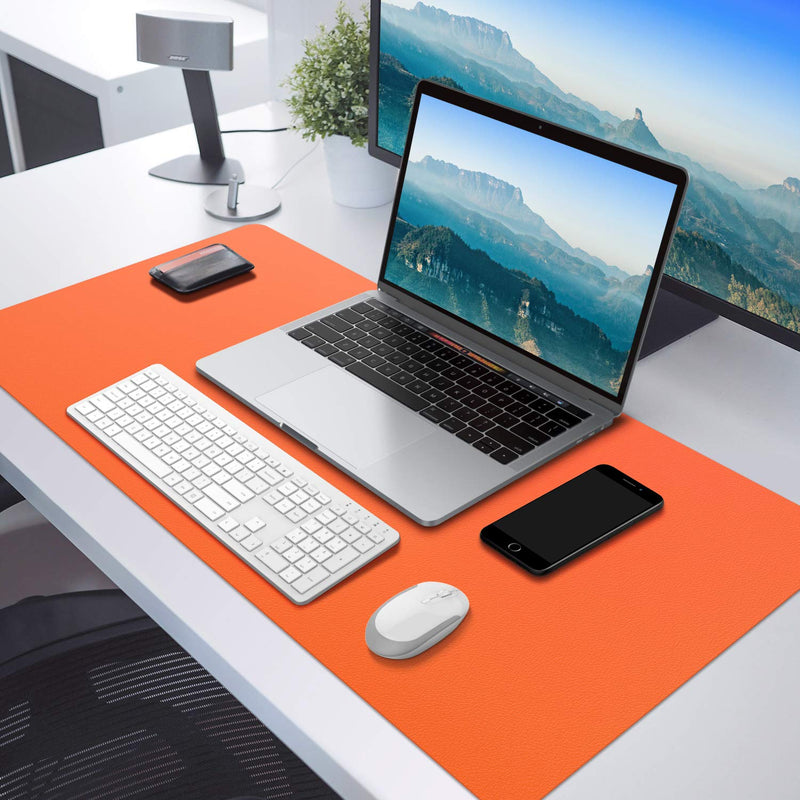 MoKo Computer Desk Mat - PU Large Extended Gaming Mouse Pad, Non-Slip Keyboard Mouse Mat, Waterproof Office Writing Desk Pad Protector, 31.5 x 15.7 x 0.08 Inch - Double Side Army Green/Orange Double Side Army Green / Orange - LeoForward Australia