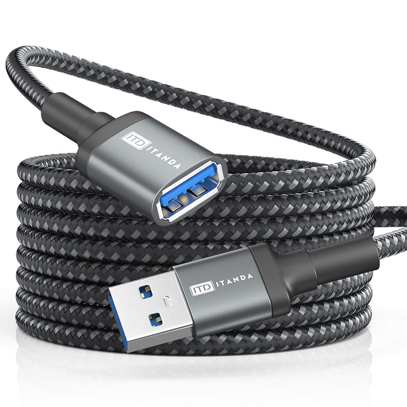  [AUSTRALIA] - ITD ITANDA 10FT USB Extension Cable USB 3.0 Extension Cord Type A Male to Female5Gbps Data Transfer for Keyboard, Mouse, Playstation, Xbox, Flash Drive, Printer, Camera and More Grey