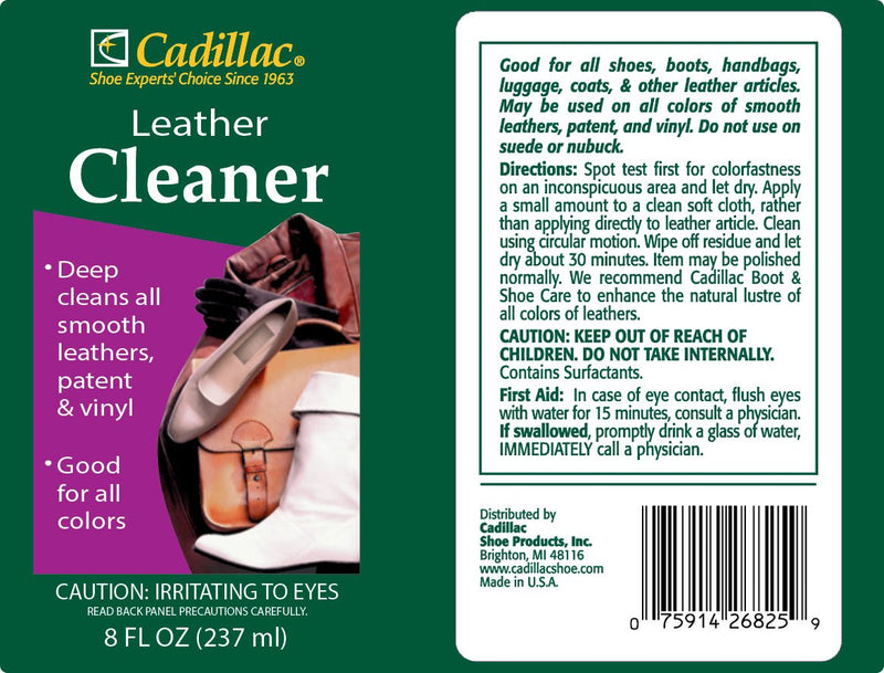  [AUSTRALIA] - Cadillac Leather Cleaner - Great for Shoes, Boots, Handbags, Car Upholstery, Furniture- Removes Surface Dirt, Grime, Salt and More From Finished Leathers