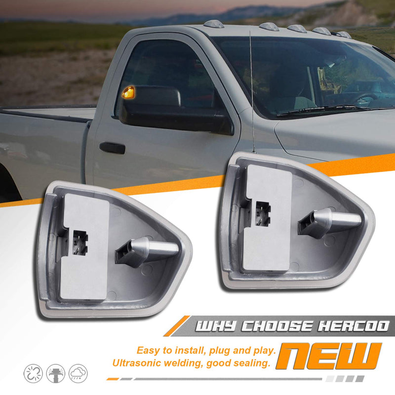  [AUSTRALIA] - HERCOO LED Side Mirror Turn Signal Light Left and Right Lamps Clear Cover Lens for 68302828AA 68302829AA Compatible with 2010-2018 Dodge Ram 1500 2500 3500 4500 5500, Pack of 2