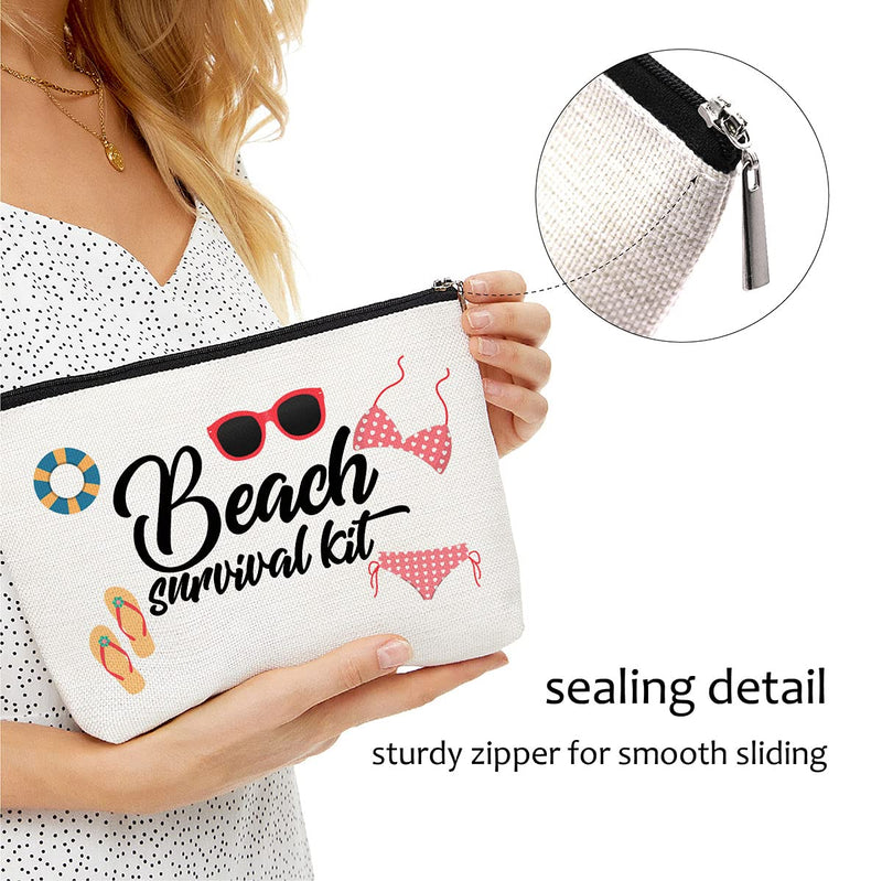 Beach Survival Kit Cosmetic Bag for Women,Adorable Roomy Makeup Bags Travel Waterproof Toiletry Bag Accessories Organizer Gifts - LeoForward Australia