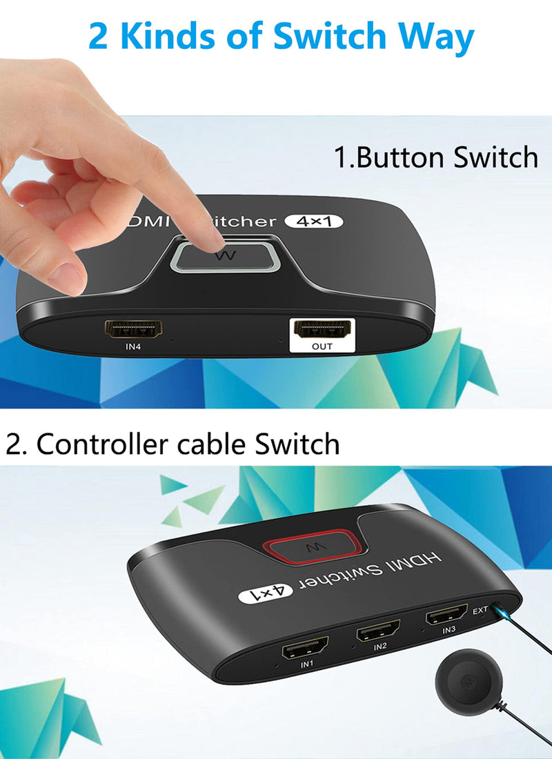  [AUSTRALIA] - HDMI Switch,4 Port 4K HDMI Switch 4x1 Switch Splitter with Supports Full HD 4K 1080P 3D Player