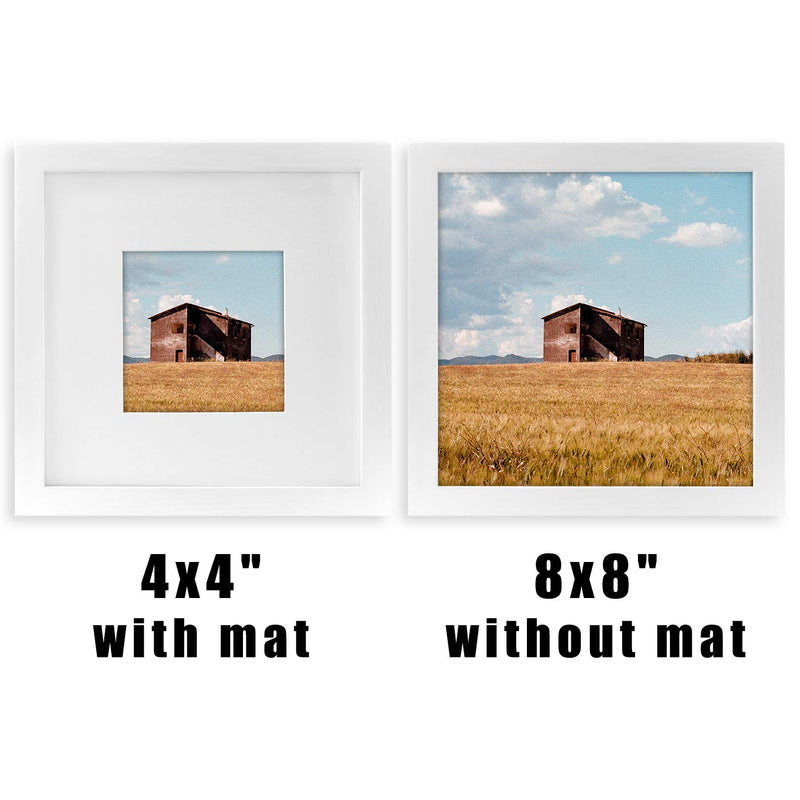  [AUSTRALIA] - 8x8 White Picture Frames Square Nature Solid Wood 2 Pack for Wall Mounting and Tabletop Display 8x8