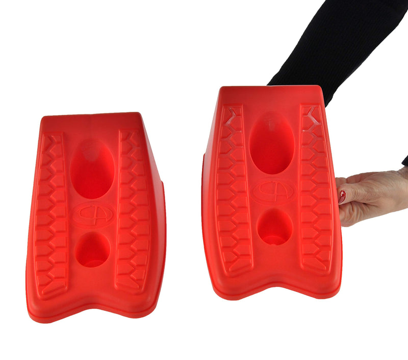  [AUSTRALIA] - Home-X Wheel Chocks for Hill Parking, Great for Mechanics (Red)