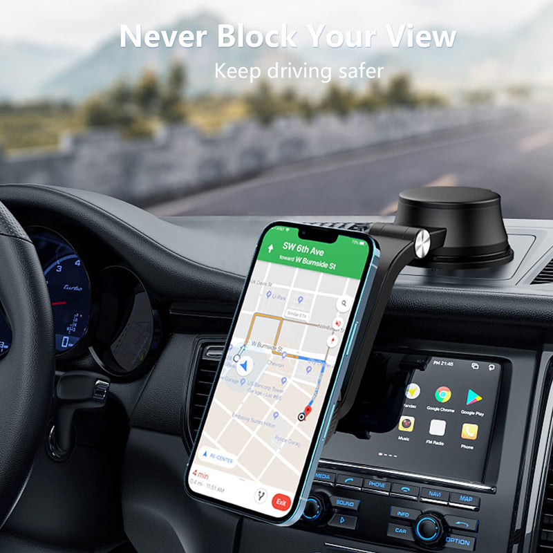  [AUSTRALIA] - OUTXE Magnetic Dashboard Car Mount Compatible with Magsafe iPhone 14 13 12 Mini Pro Max, 360° Rotation Cell Phone Holder Automobile Cradles Magnet Dash Carmount -Black