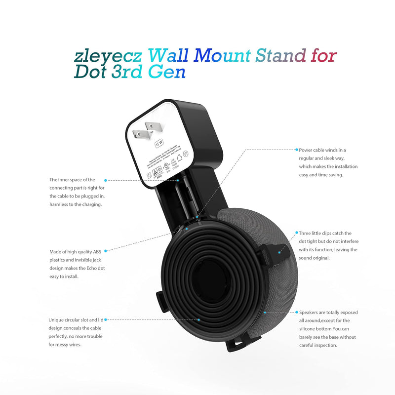  [AUSTRALIA] - Wall Mount Holder for Echo Dot(3rd Gen),Home Speaker,Clever Space Saving,Perfect Accessories Without Messy Wires,No Screw,No Muffled Sound(1 Pack/Black)… 1 Pack/Black