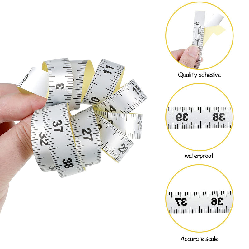  [AUSTRALIA] - 4 Size Workbench Ruler Adhesive Backed Tape Measure Waterproof Sticky Measuring Tape in 60 Inches/ 152 cm, 24 Inches/ 61 cm, 12 Inches/ 30 cm, 40 Inches/ 101 cm Ruler for Work