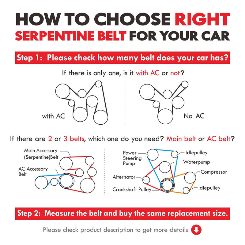 MOCA 6PK2210 EPDM Serpentine Belt compatible with 13-15 Mercedes-Benz C350 3.5L & 12-16 Mercedes-Benz E350 3.5L & 12-16 Mercedes-Benz SLK350 3.5L & 03-05 Pontiac Grand Am 3.4L - LeoForward Australia