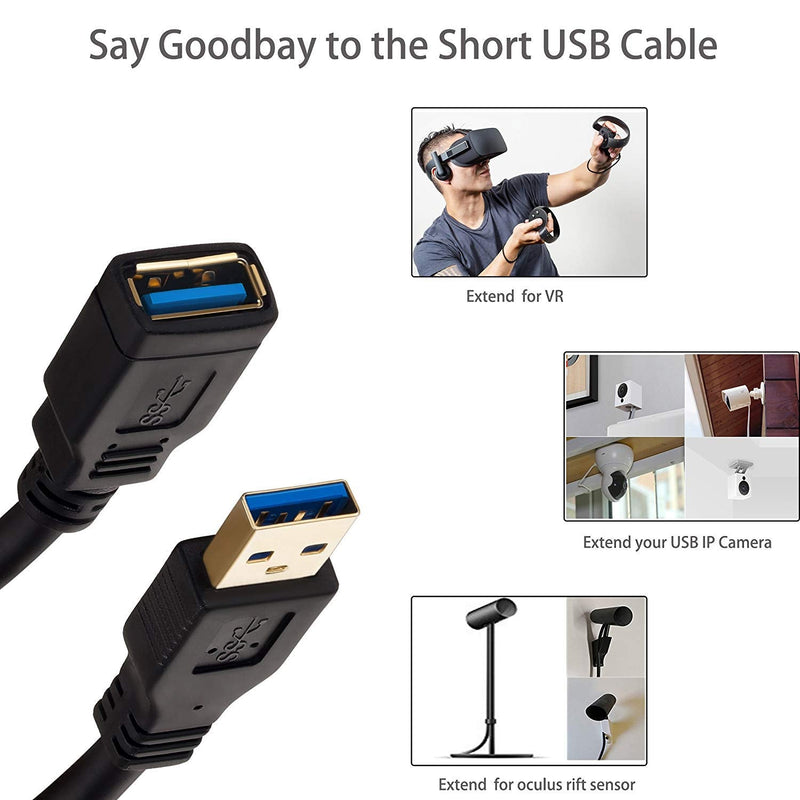  [AUSTRALIA] - USB 3.0 Extension Cable 6 Feet, NC XQIN USB 3.0 Type A Male to A Female Extension Cord,for Data Transfer USB Flash Drive, Keyboard, Mouse, Playstation, Xbox, Oculus VR, Card Reader, Printer etc USB3.0 Extension 6ft