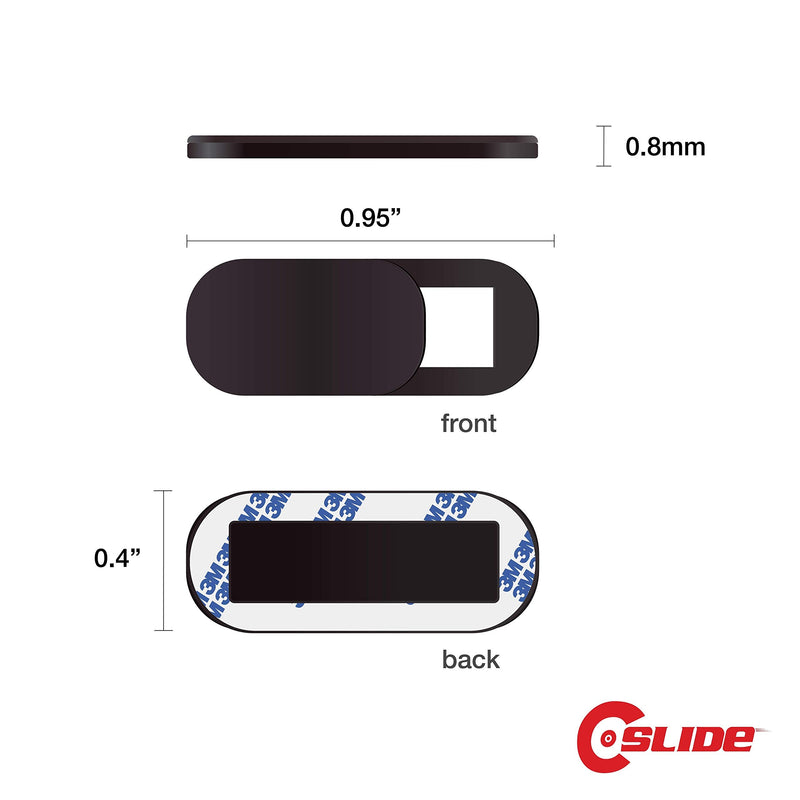  [AUSTRALIA] - C-Slide Razor Webcam Cover 3 Pack | Ultra-Thin Sliding Camera Blocker | 0.95” x 0.4” by 0.8mm Thin | Camera Blocker for Computers, Tablets, Echos, Chromebook & More | Make Security a Priority | Black 03 Pack