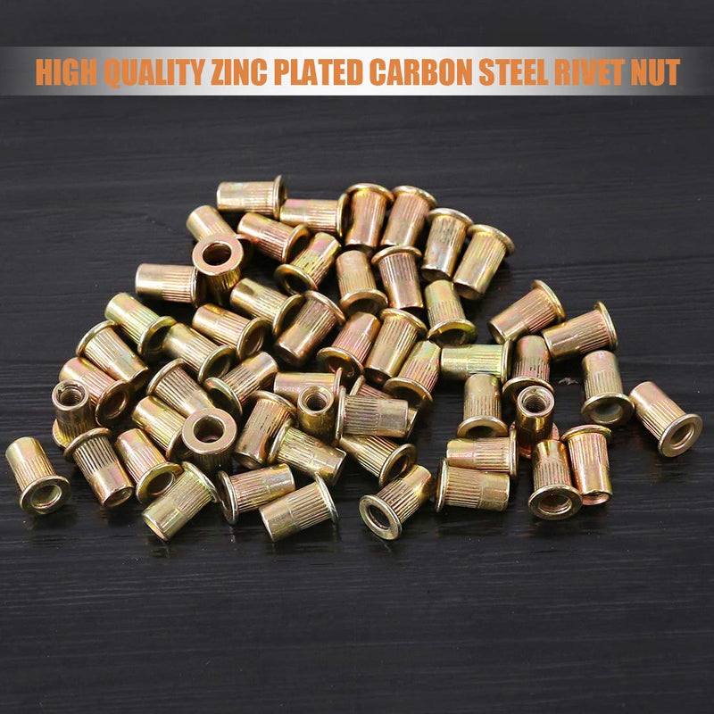  [AUSTRALIA] - Keadic 150Pcs M3 Metric Zinc Plated Carbon Steel Rivet Nut Flat Head Threaded Insert Nutsert Kit (M3)