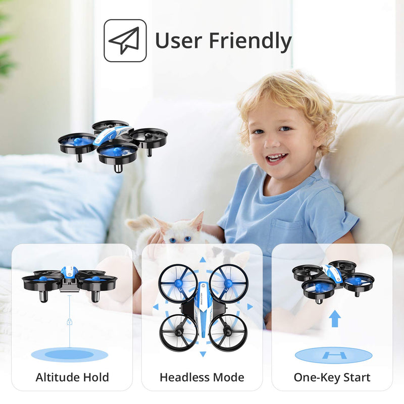  [AUSTRALIA] - Holy Stone Mini Drone for Kids and Beginners RC Nano Quadcopter Indoor Small Helicopter Plane with Auto Hovering, 3D Flip, Headless Mode and 3 Batteries, Great Gift Toy for Boys and Girls, Blue