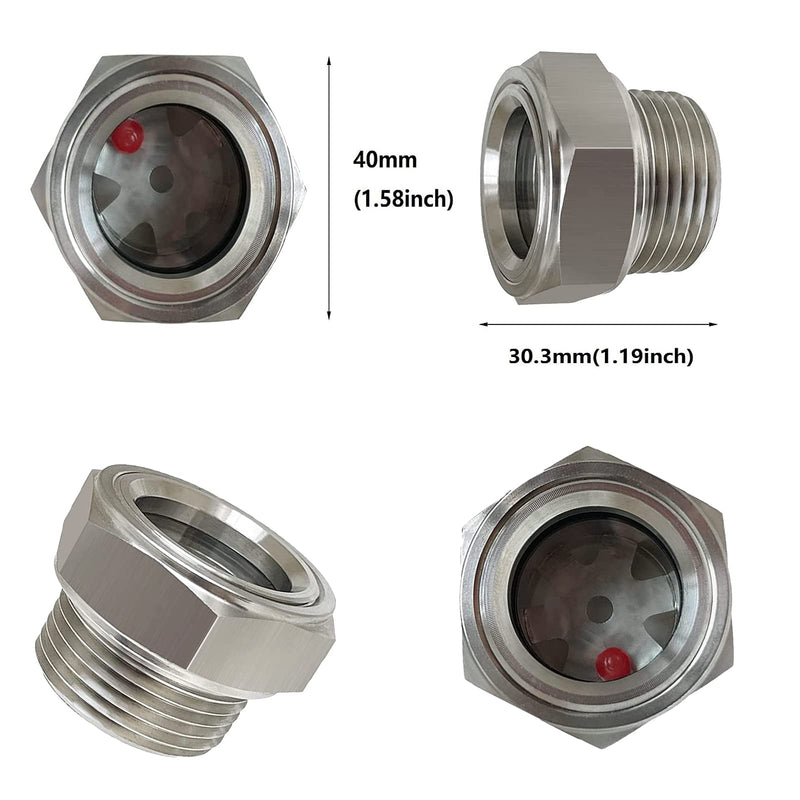  [AUSTRALIA] - 1"NPT Male 304 Stainless Steel Oil Sight Glass Hex Head Sight Plug Liquid Level Gauge Oil Indicator Sight Window for Air Compressor Gearbox Fittings Hydraulic Tank (1pcs 1 NPT Stainless Steel) 1pcs 1 NPT Stainless steel