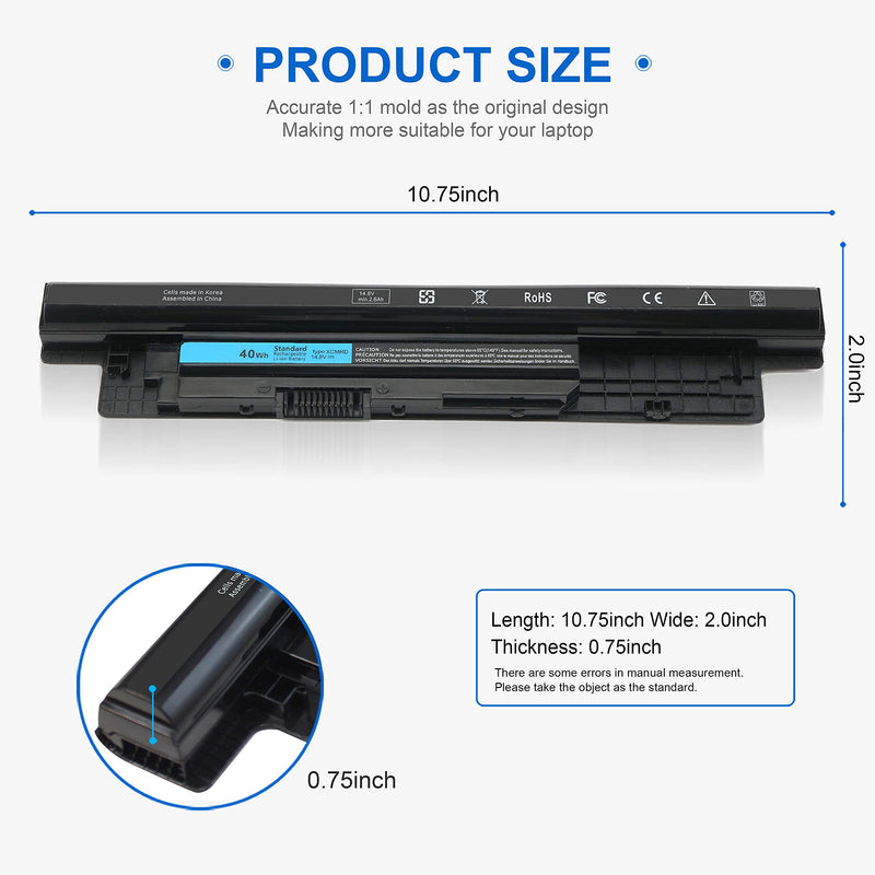  [AUSTRALIA] - 40Wh XCMRD 14.8V Battery for Dell Inspiron 15 3000 Series 3542 3537 3521 3543 3531 3541 3878 15R 5521 5537 14 3421 3441 3443 3437 14R 5421 5437 17 3721 3737 17R 5737 5721, Latitude 3440 3540 P28F 5000